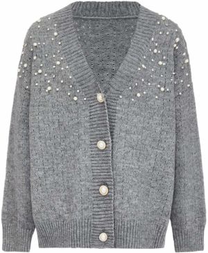 caissa Kardigán  sivá melírovaná / perlovo biela