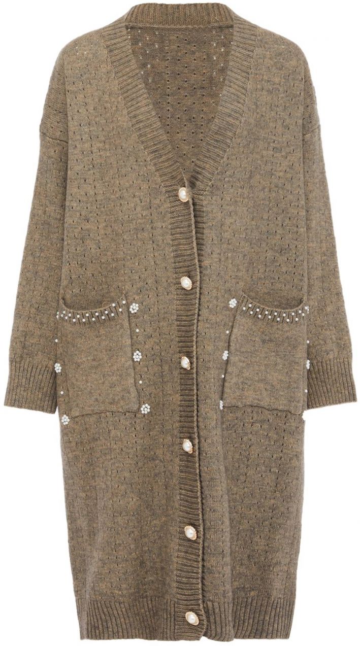 caissa Kardigán  zlatá / tmavošedá / perlovo biela