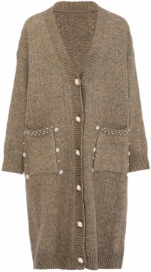 caissa Kardigán  zlatá / tmavošedá / perlovo biela