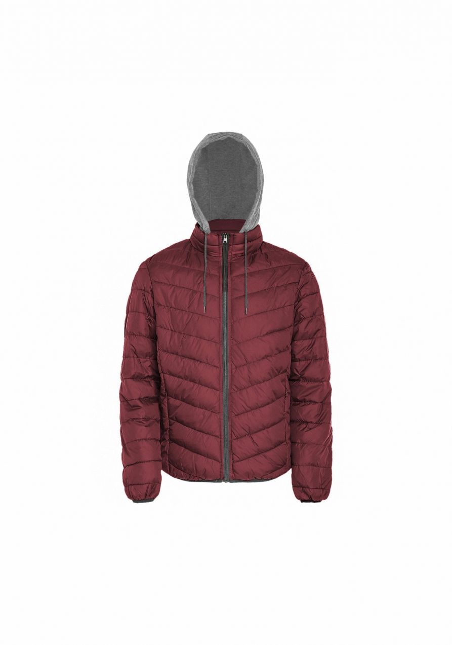 rovic Prechodná bunda  sivá melírovaná / tmavočervená