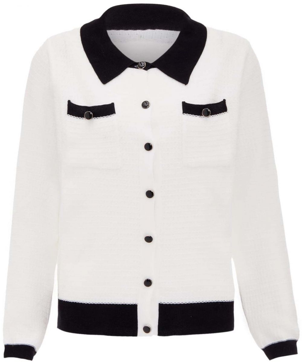 CARNEA Kardigán  čierna / biela ako vlna