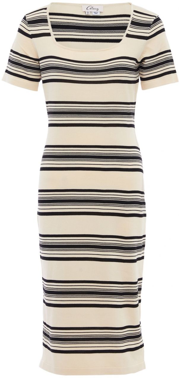 ALARY Pletené šaty  čierna / biela ako vlna