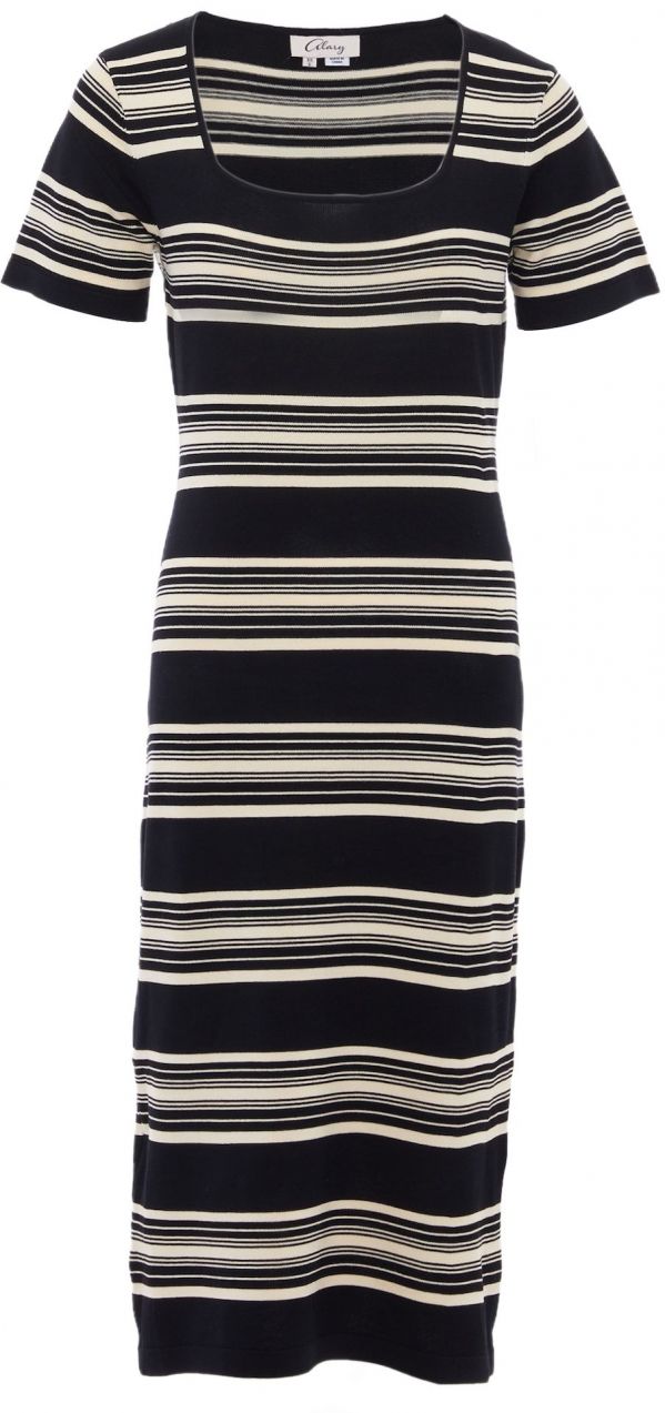 ALARY Pletené šaty  čierna / biela