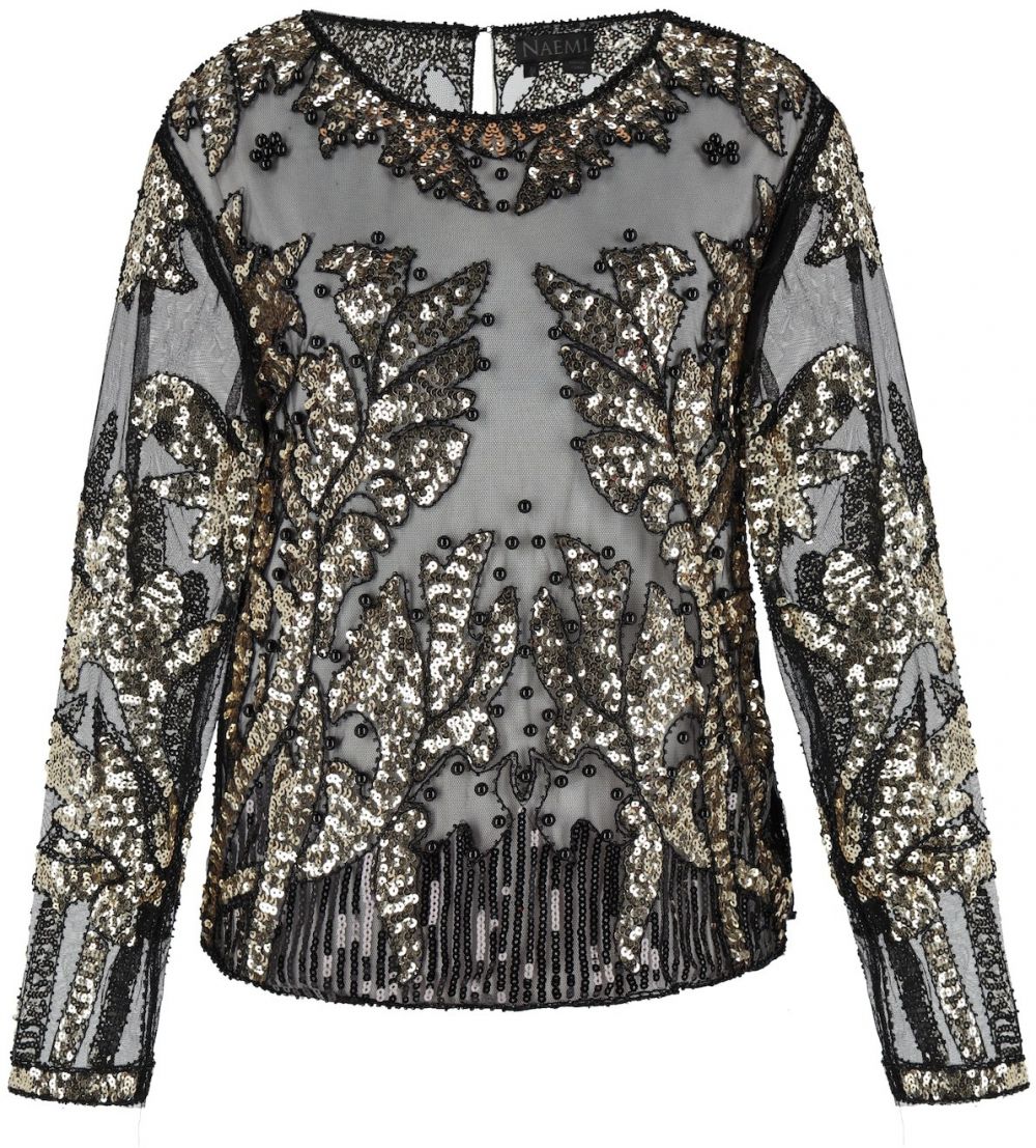 NAEMI Blúzka  sivá / čierna / strieborná