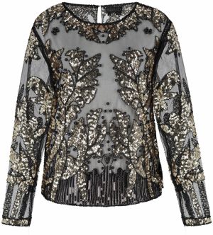 NAEMI Blúzka  sivá / čierna / strieborná