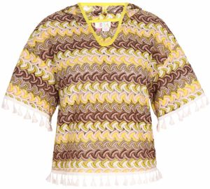 IZIA Tričko  hnedá / svetložltá / svetloružová / biela