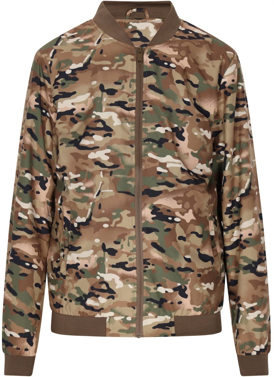 OCY Prechodná bunda  hnedá / zelená / kaki / čierna