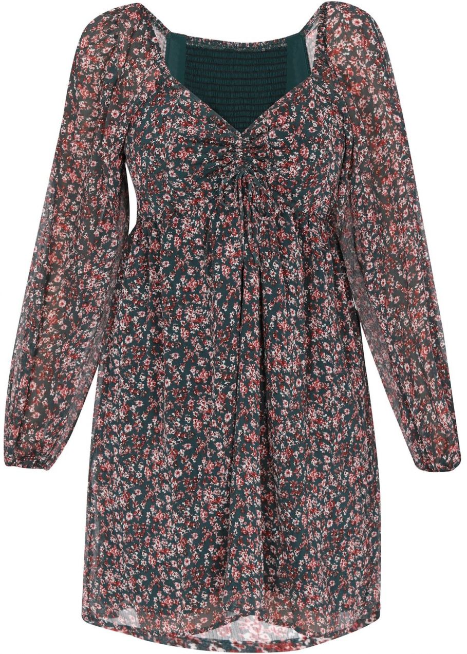 swirly Šaty  smaragdová / červená / biela