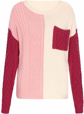 MYMO Sveter  svetlofialová / ružová / biela