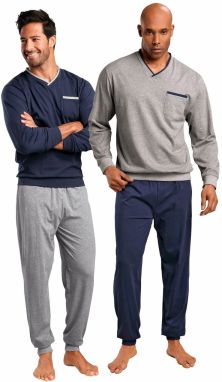 LE JOGGER Dlhé pyžamo  námornícka modrá / sivá
