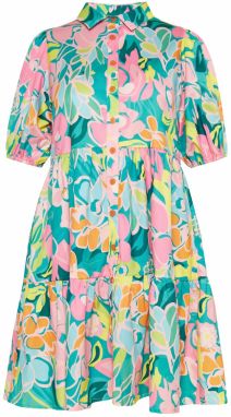 Usha Košeľové šaty 'Fashion Look'  svetložltá / petrolejová / oranžová / svetloružová