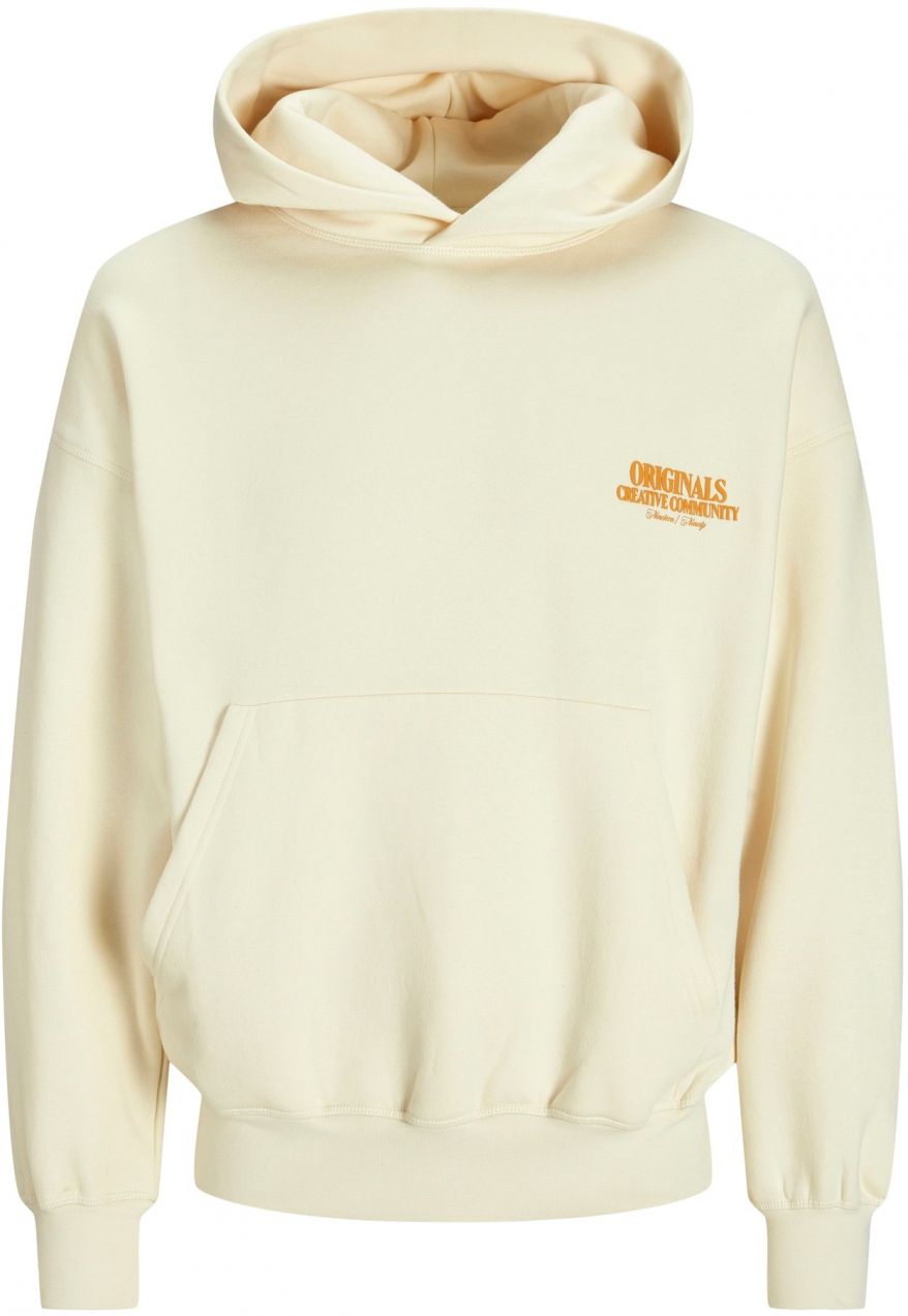 JACK & JONES Mikina 'JWHROXBURY'  oranžová / biela ako vlna