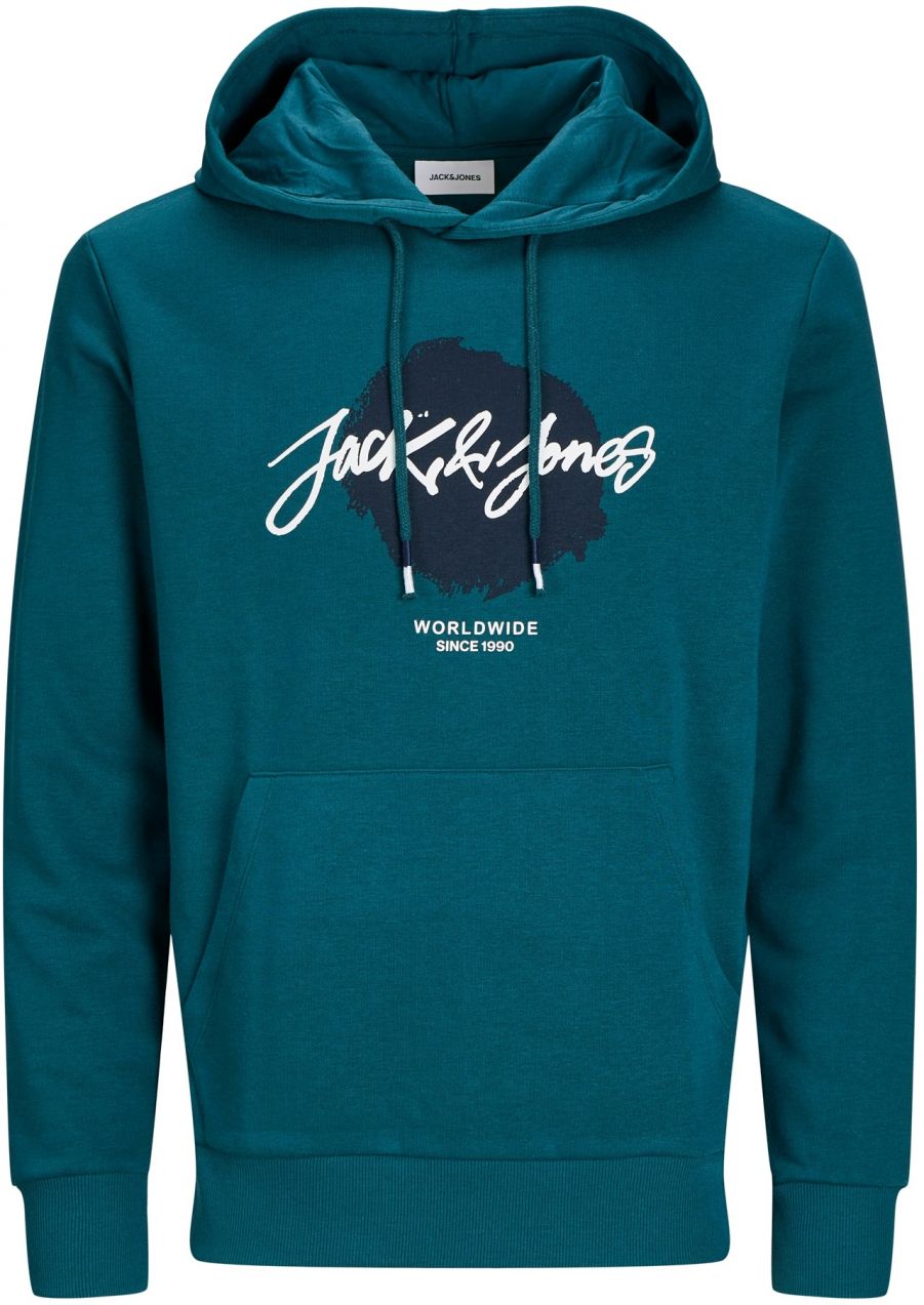 JACK & JONES Mikina 'JWHTILEY'  smaragdová / čierna / biela