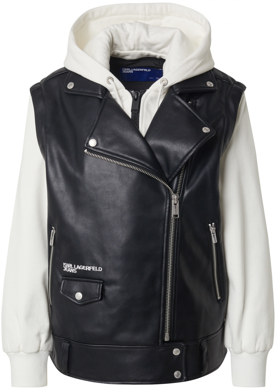 KARL LAGERFELD JEANS Prechodná bunda  čierna / biela