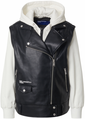 KARL LAGERFELD JEANS Prechodná bunda  čierna / biela