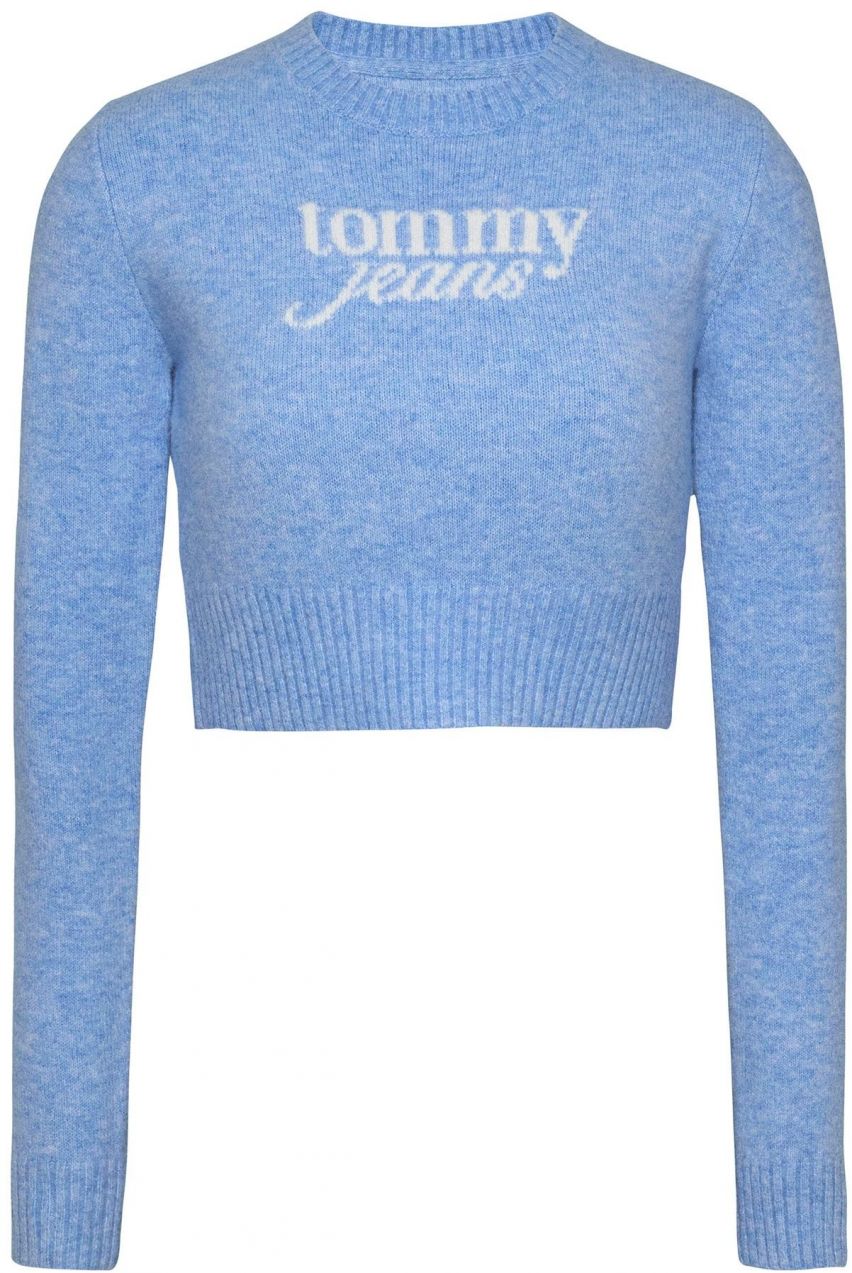 Tommy Jeans Sveter  modrá melírovaná / šedobiela