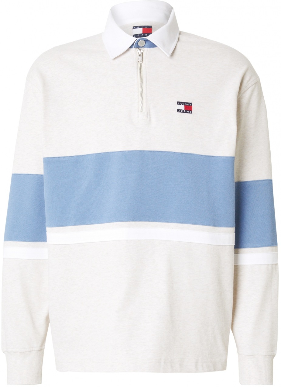 Tommy Jeans Mikina  svetlomodrá / biela / šedobiela