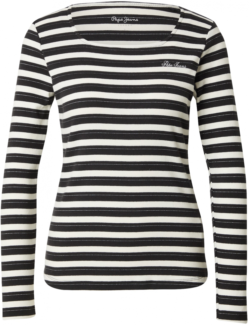 Pepe Jeans Tričko  čierna / strieborná / biela