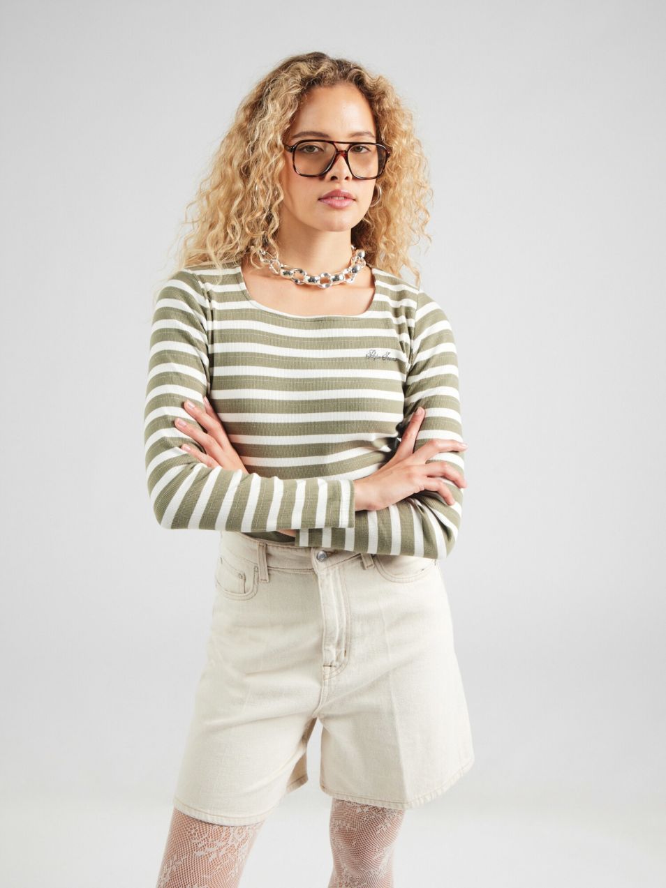 Pepe Jeans Tričko  jablková / biela