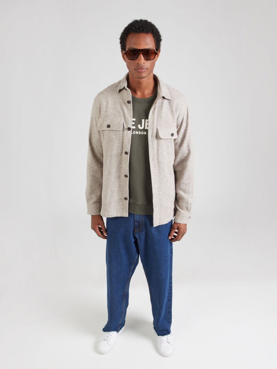 Pepe Jeans Mikina  olivová / biela