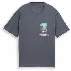 TOM TAILOR DENIM Tričko  farba ťavej srsti / tyrkysová / grafitová / biela