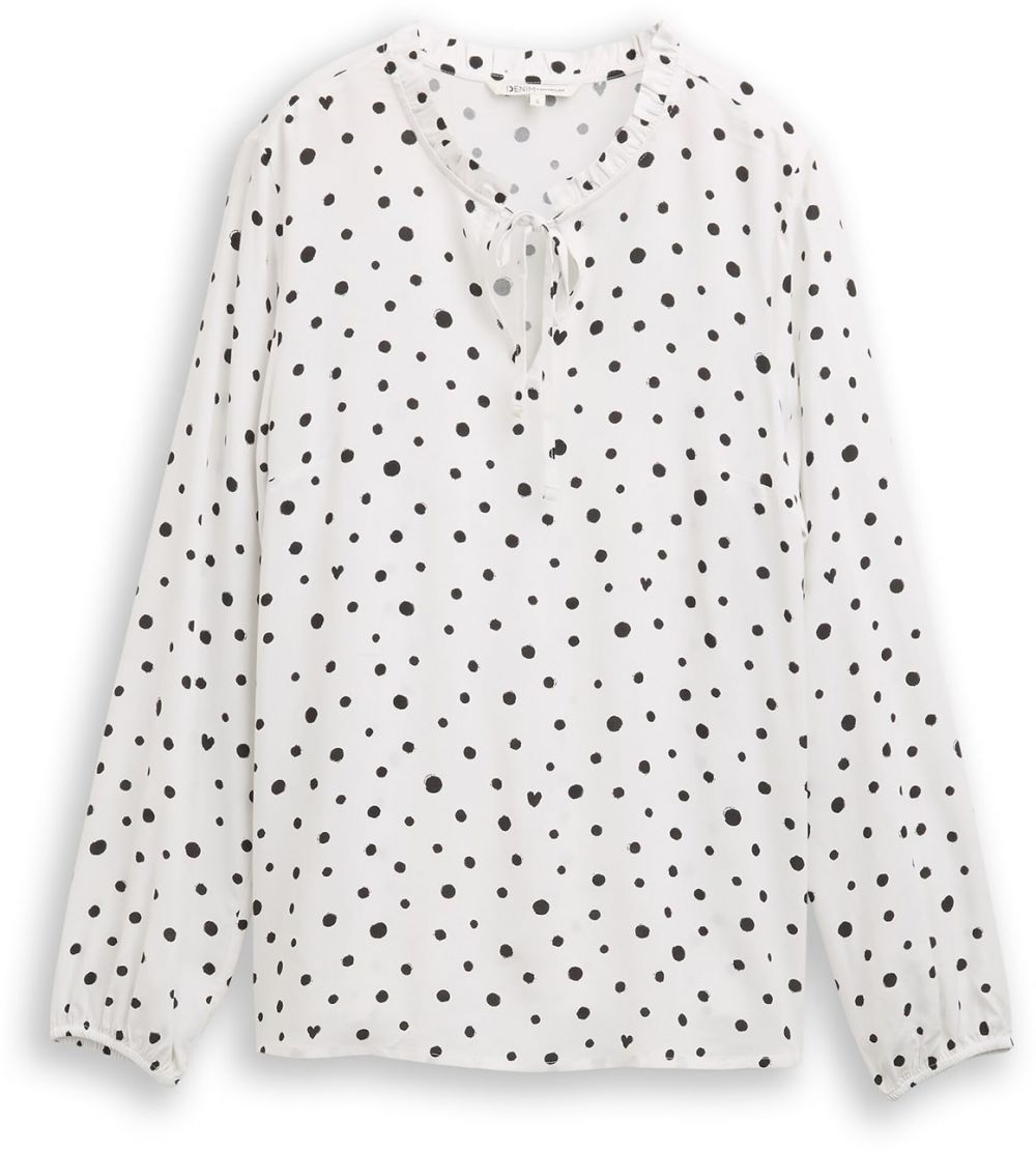 TOM TAILOR DENIM Blúzka  čierna / šedobiela