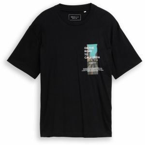 TOM TAILOR DENIM Tričko  tyrkysová / tmavosivá / čierna / biela