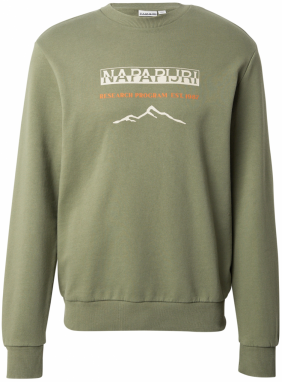 NAPAPIJRI Mikina 'BANEM'  olivová / oranžová / šedobiela