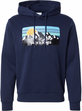 JACK & JONES Mikina 'JWHPEAK'  námornícka modrá / svetlomodrá / čierna