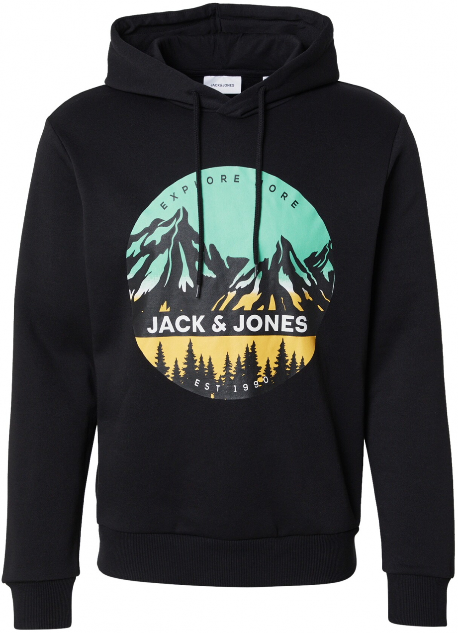 JACK & JONES Mikina 'JWHPEAK'  žltá / pastelovo zelená / čierna