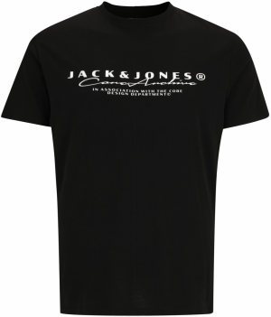 Jack & Jones Plus Tričko 'JCOPOINT'  čierna / biela
