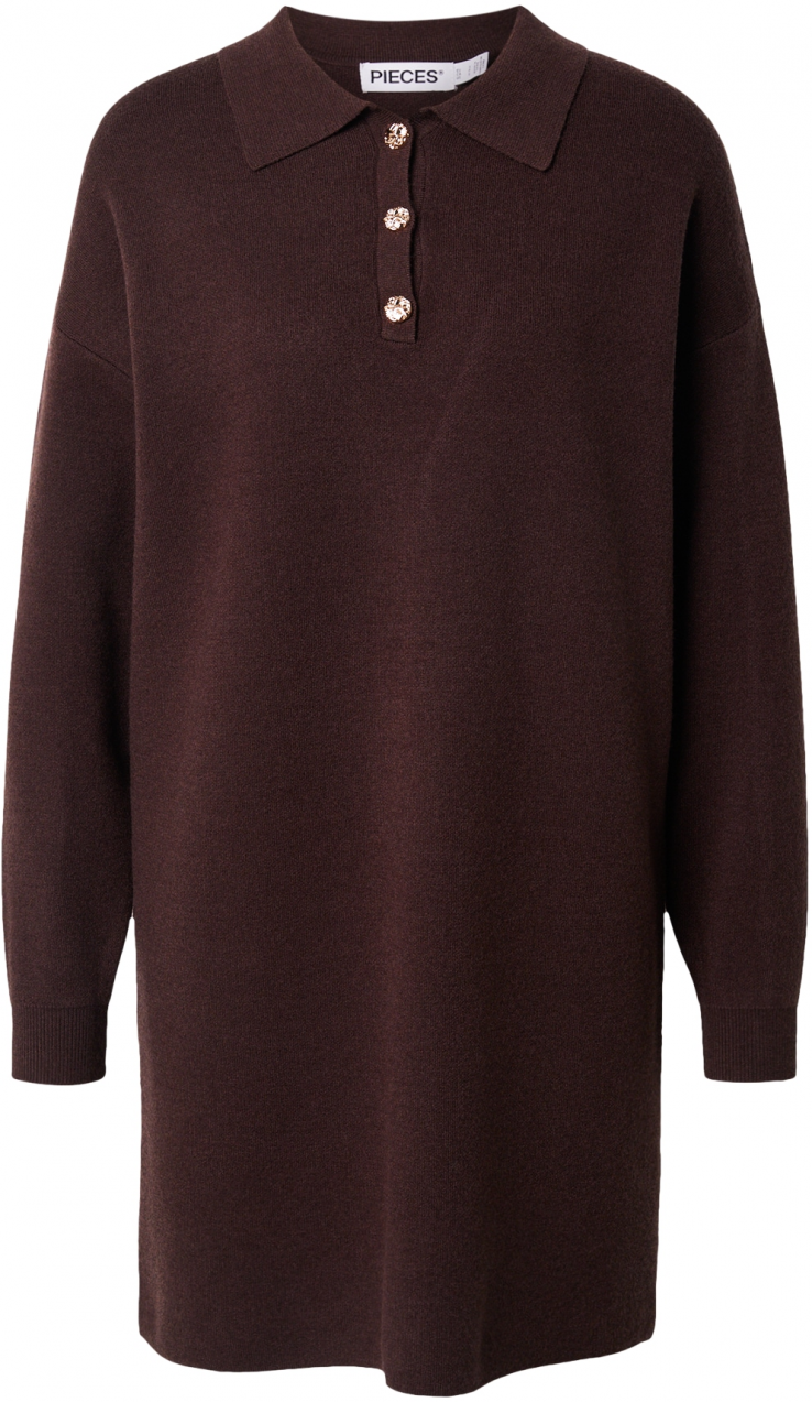 PIECES Pletené šaty 'PCJASSY'  tmavohnedá
