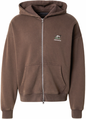 Abercrombie & Fitch Tepláková bunda  hnedá / svetlozelená / čierna / biela