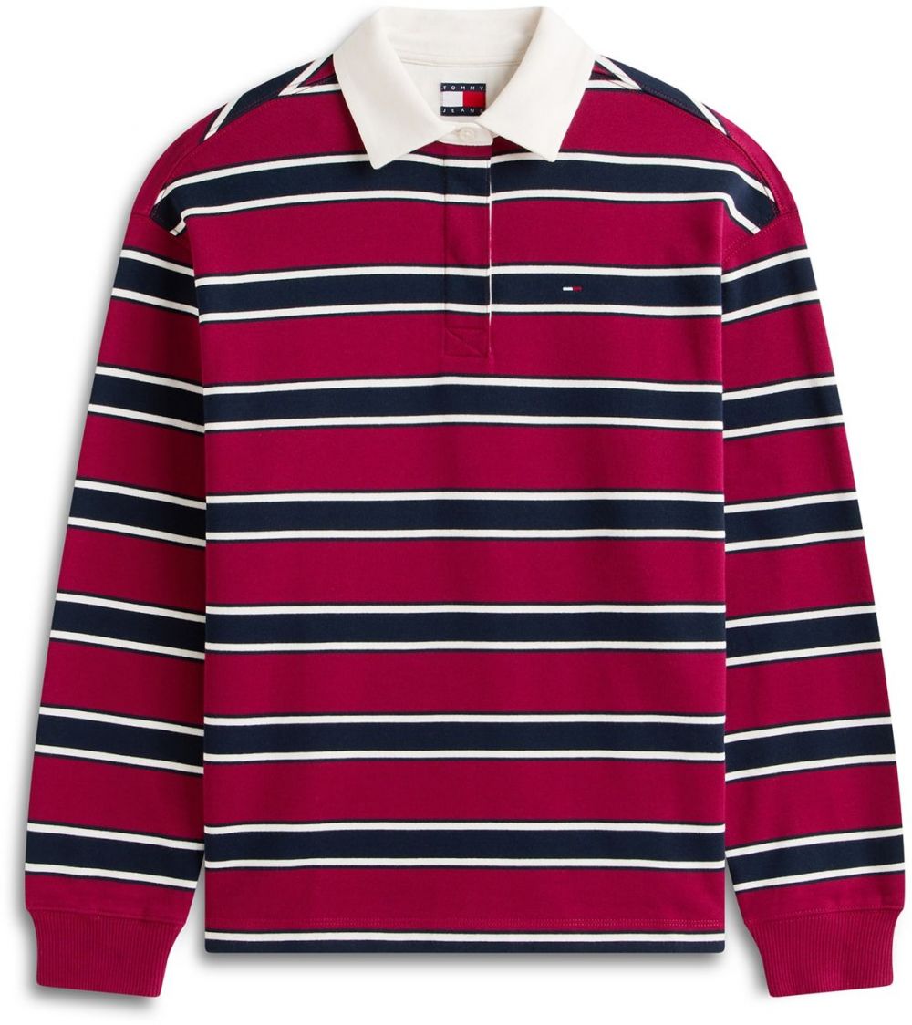 Tommy Jeans Mikina  námornícka modrá / tmavočervená / prírodná biela