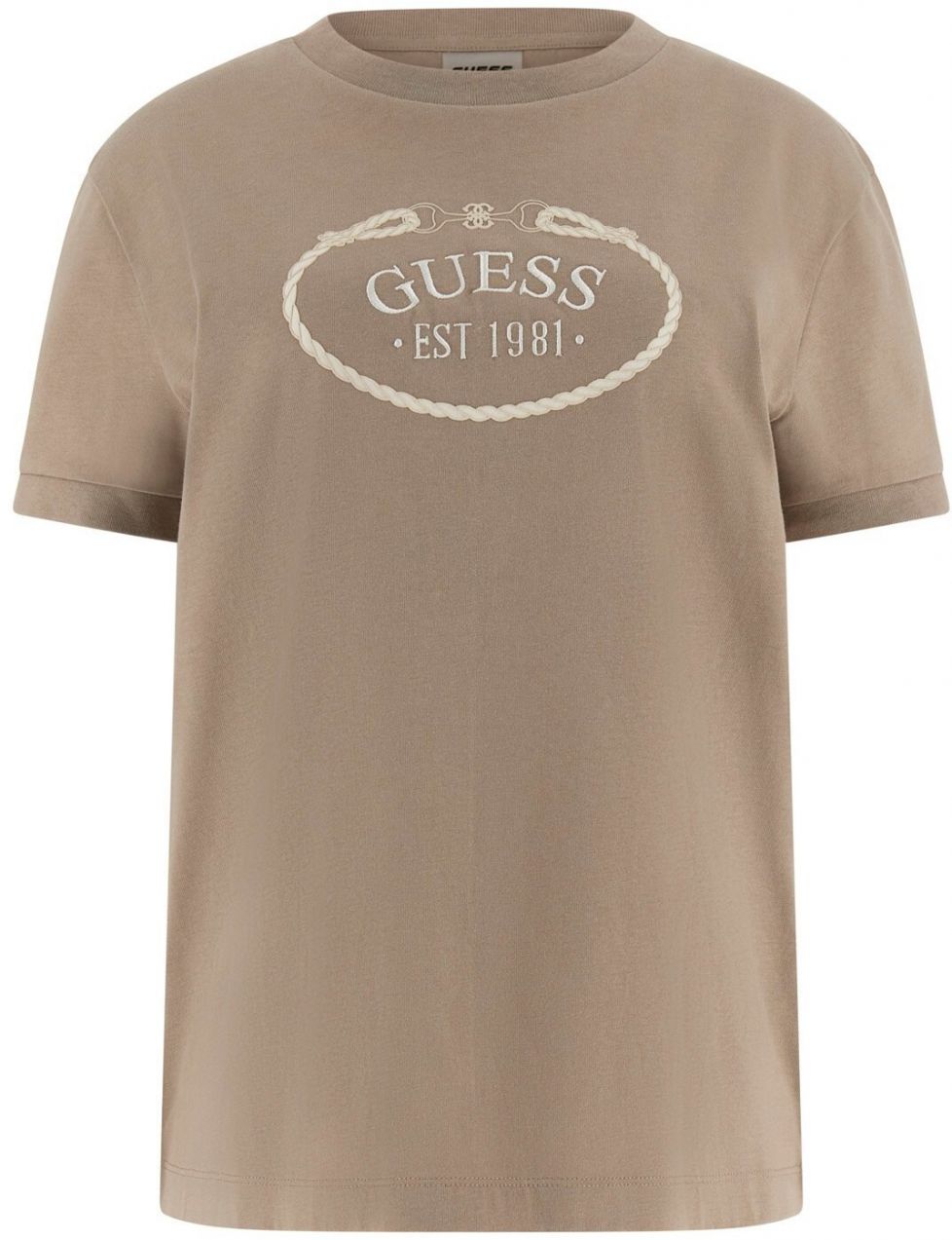 GUESS Tričko 'ROSALBA'  tmavošedá / sivobéžová