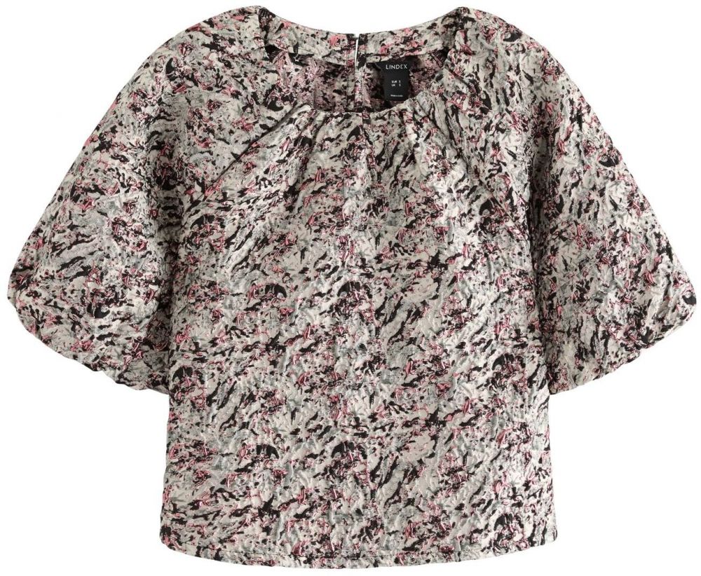 Lindex Blúzka 'Kylie'  sivá / pastelovo červená / čierna