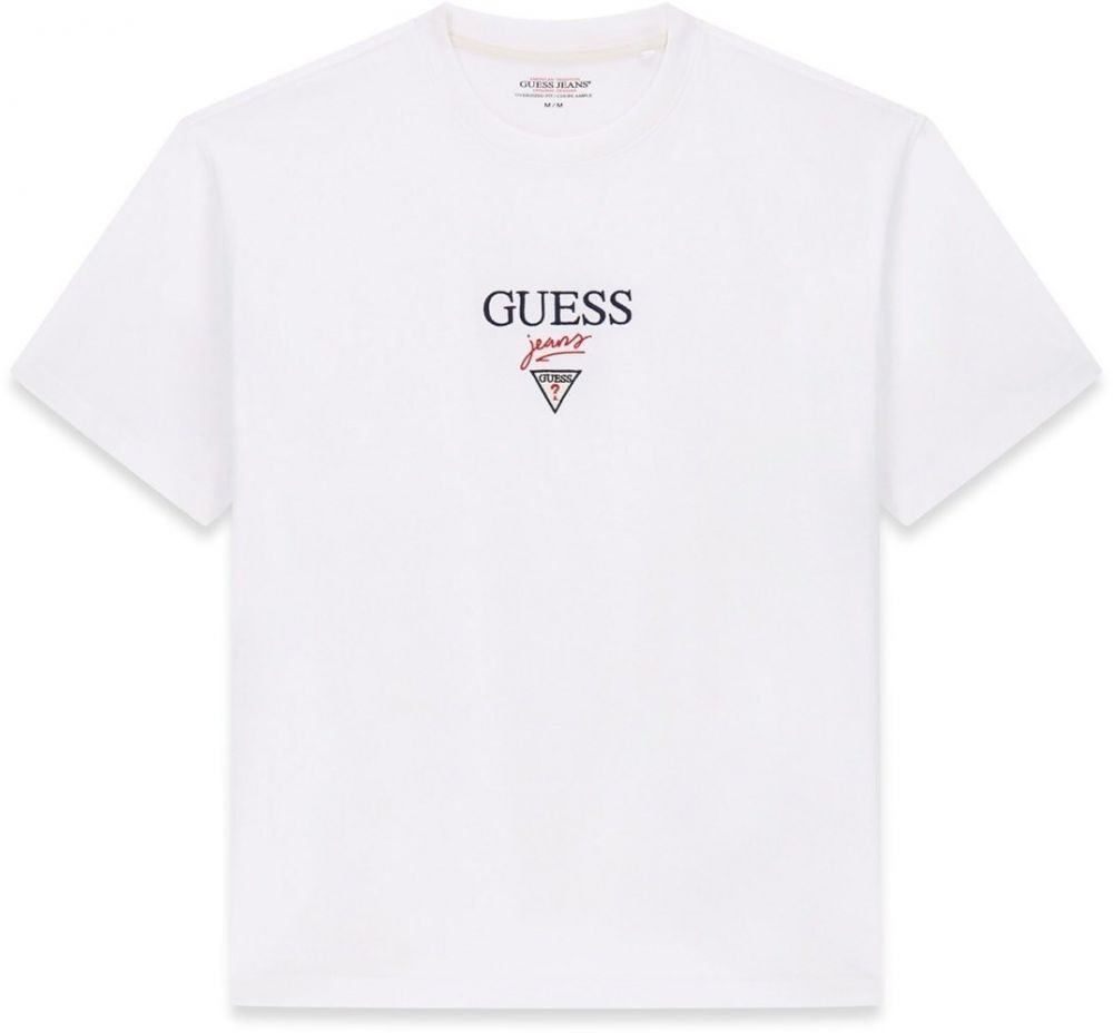 GUESS JEANS Tričko  čierna / biela