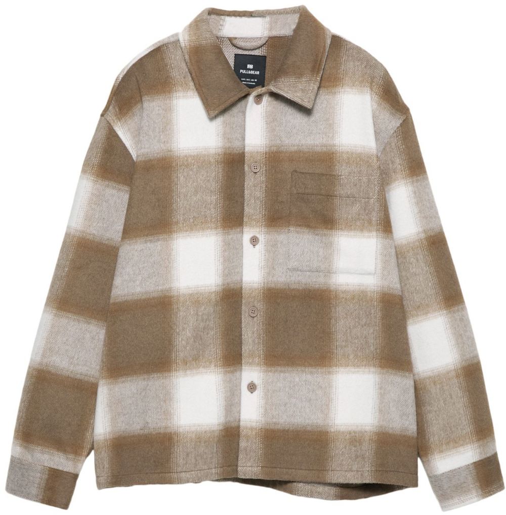 Pull&Bear Prechodná bunda  piesková / béžová melírovaná / biela