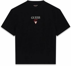 GUESS JEANS Tričko 'BAKER'  tmavočervená / čierna / biela