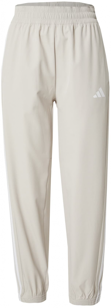 ADIDAS PERFORMANCE Športové nohavice 'Train Essentials 3-Stripes Woven'  béžová / biela