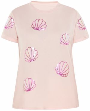 Usha Tričko  svetloružová / biela