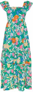 Usha Letné šaty  zelená / levanduľová / oranžová / svetloružová