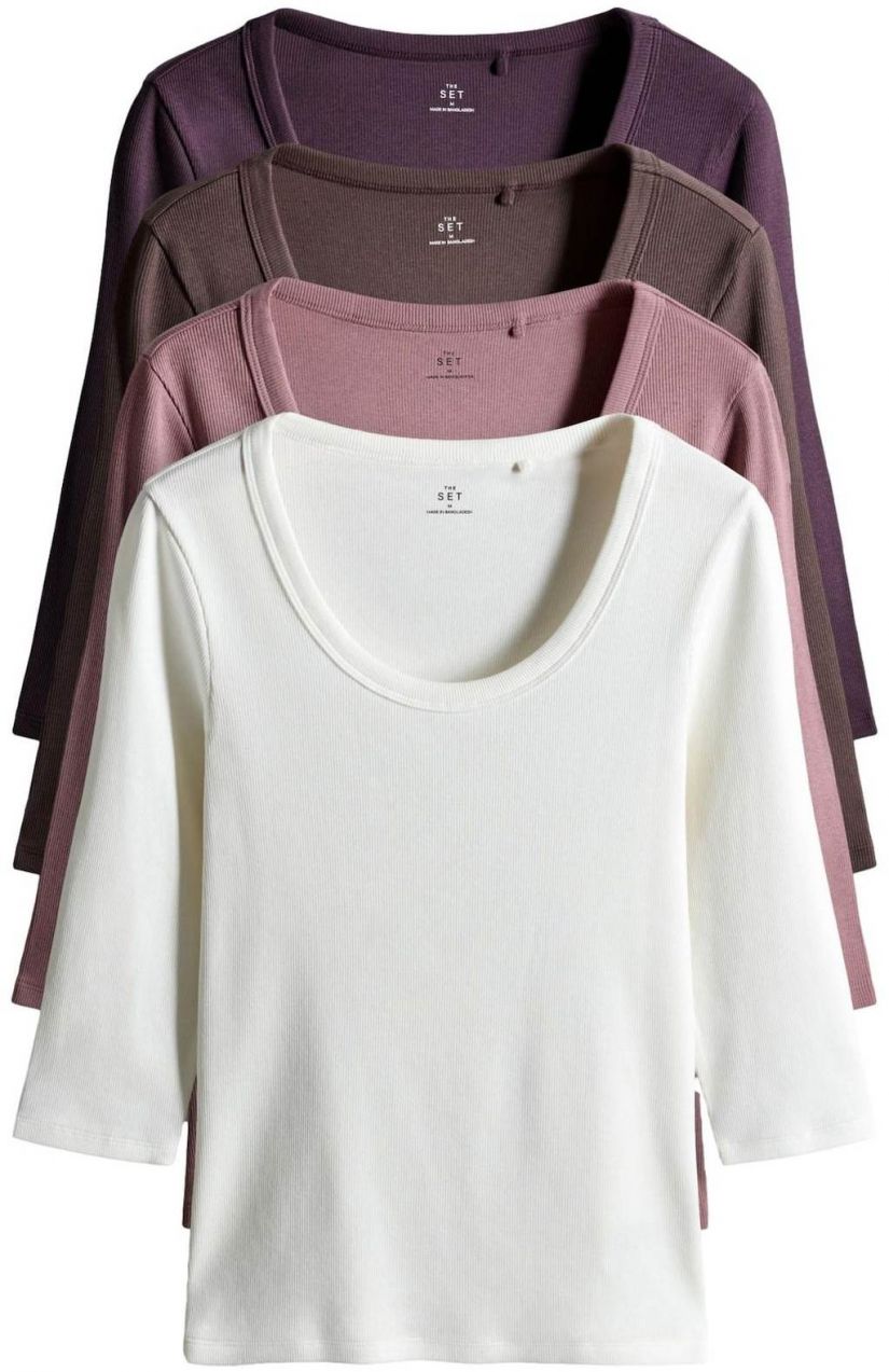 The Set Tričko  čokoládová / tmavohnedá / svetlofialová / biela