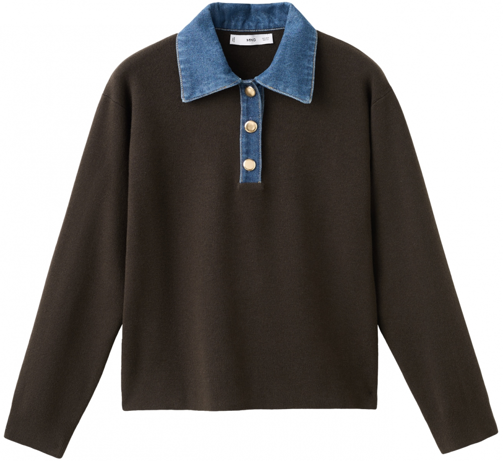 MANGO Sveter 'ABRIL'  modrá denim / hnedá