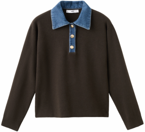 MANGO Sveter 'ABRIL'  modrá denim / hnedá