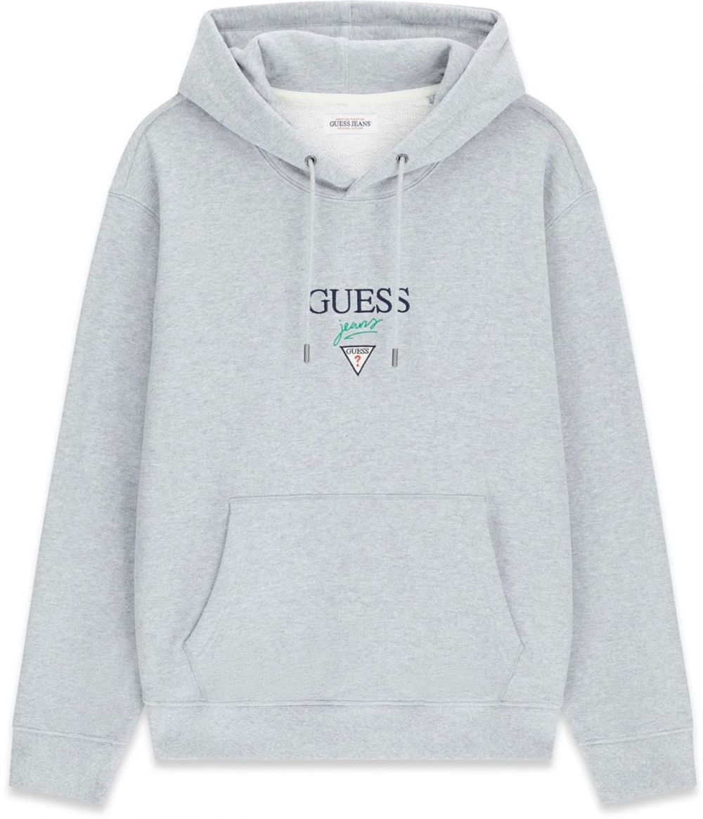 GUESS JEANS Mikina 'BAKER'  sivá melírovaná / jedľová / čierna / biela