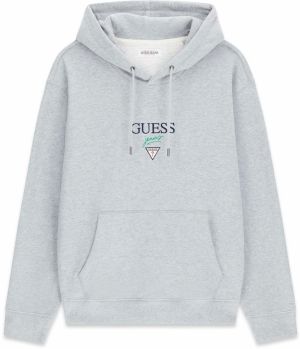 GUESS JEANS Mikina 'BAKER'  sivá melírovaná / jedľová / čierna / biela