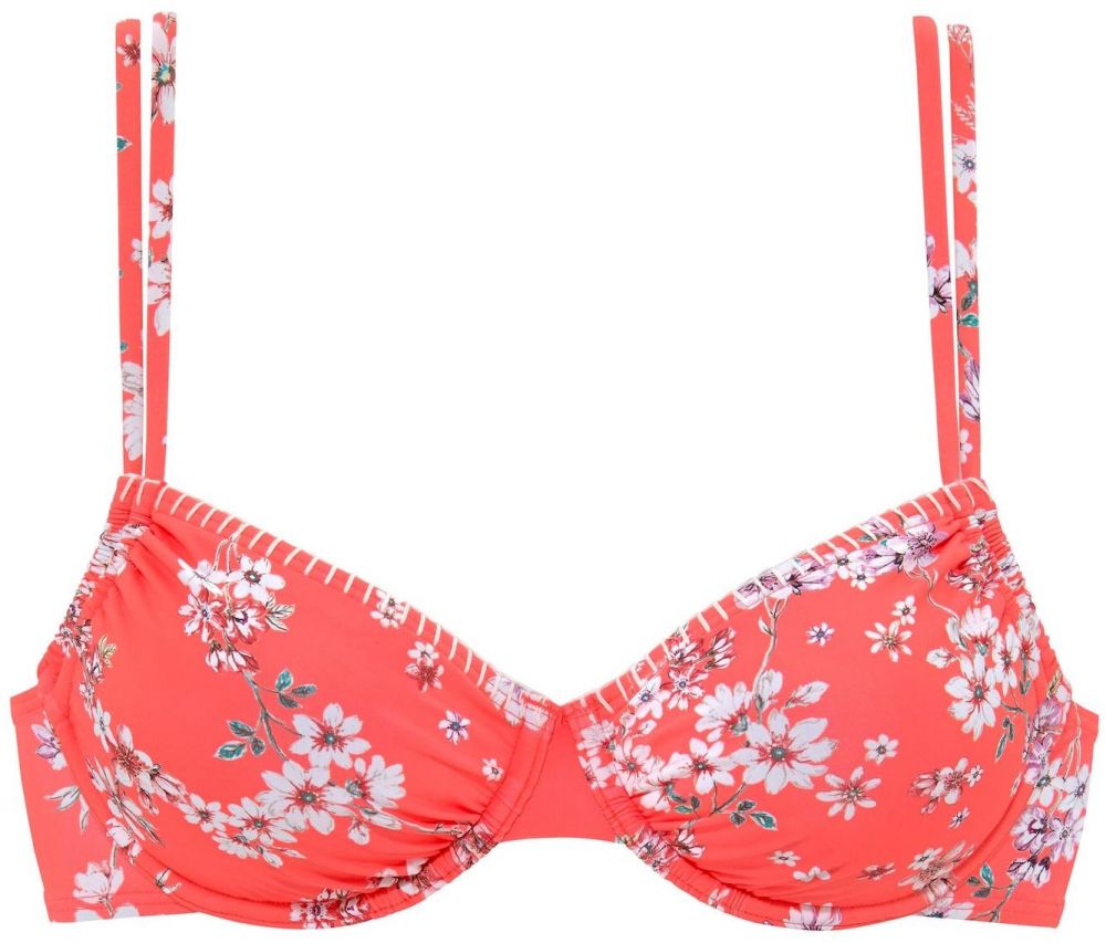 SUNSEEKER Bikinový top 'Ditsy'  petrolejová / koralová / ružová / biela