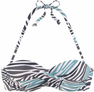 SUNSEEKER Bikinový top  tyrkysová / čierna / biela