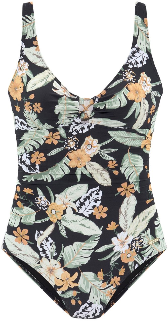 SUNSEEKER Jednodielne plavky  zelená / svetlooranžová / čierna / biela